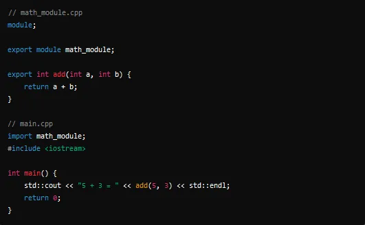 C++ modules code example