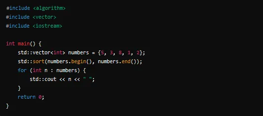 C++ standard library sorting code example