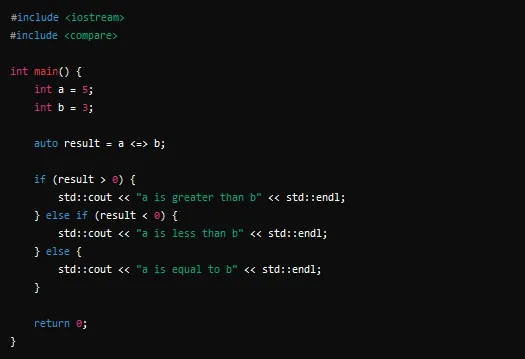 C++ three-way comparison operator code example