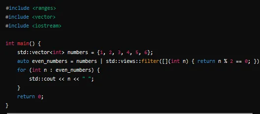 C++ ranges code example