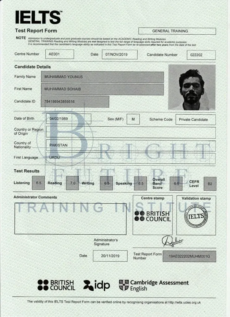 IELTS student test result 4